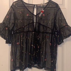XL floral sheer top
